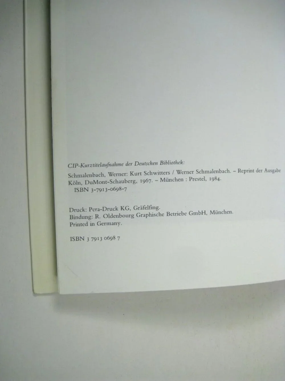Werner Schmalenbach Kurt Schwitters Prestel Paperback Art Book 1990